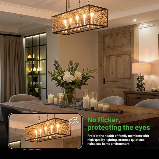 GY E14 LED Dimmable 4.9W , 807 Lumens High Brightness, 3000K Warm White, C37 Candle-Style Bulb, Energy Class C, Flicker-Free Dimming, CE Certification, 6 PCS