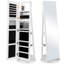 360° Rotating Mirrored Jewelry Cabinet Armoire 3 Color LED Modes Lockable-706361052