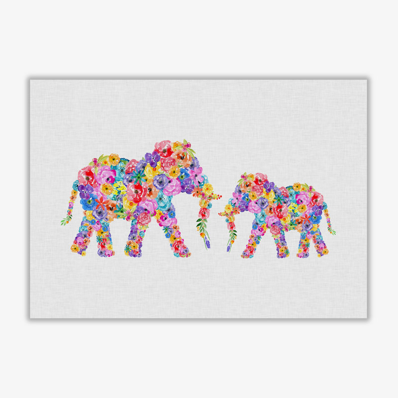 Floral Elephants - Print, No Frame, 30 cm H x 42 cm W x 1 cm D