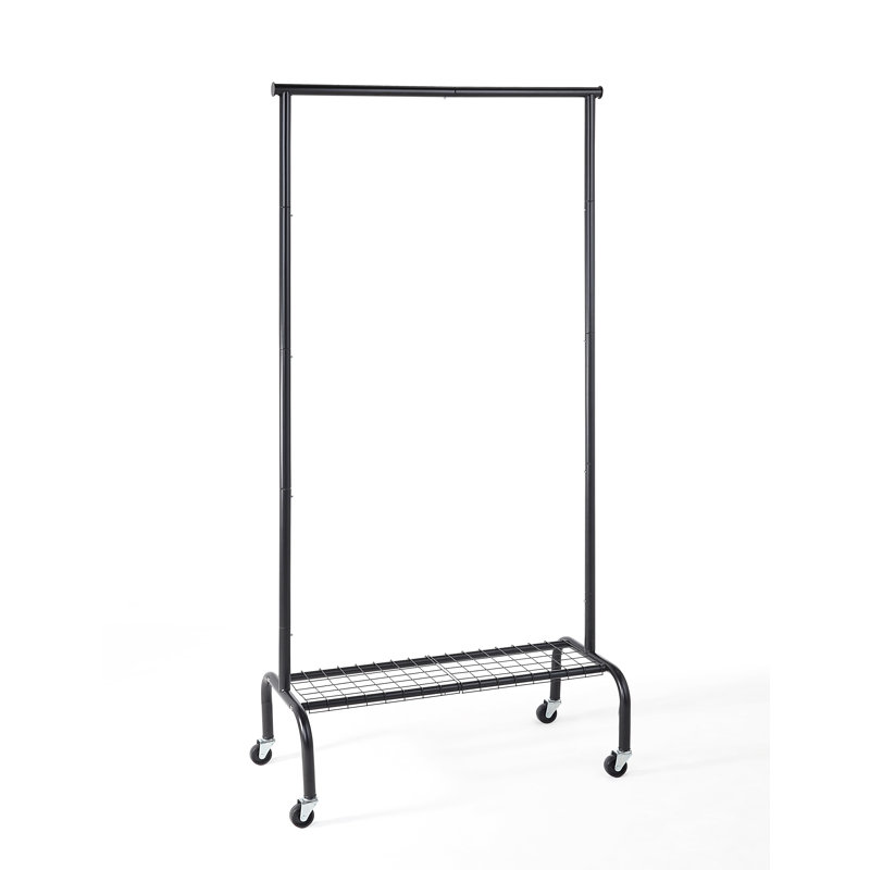 Makaius Durable Compact Rolling Garment Rack with Shelf, Black