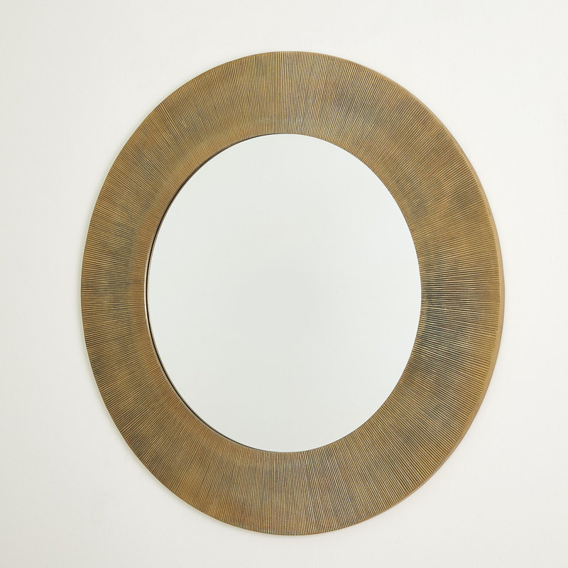 Radiating Round Aluminium Mirror, Brass, 35" x 35"