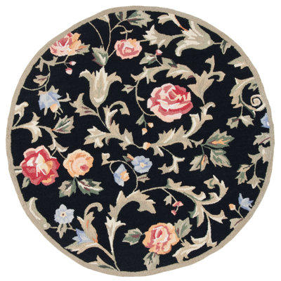Hollander Hand-Hooked Wool Black Area Rug