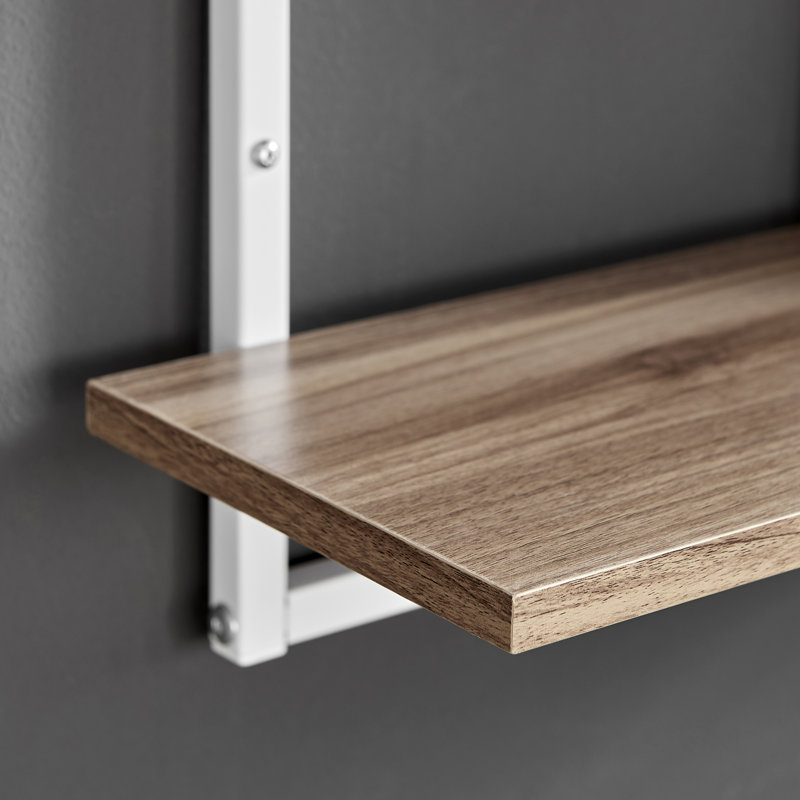 Rhodes 4 Tier Modern Floating Windowsill Wall Shelf, White/Light Walnut