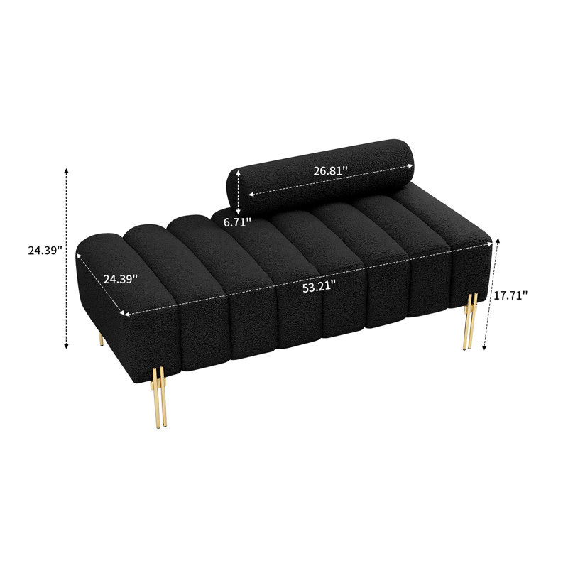 Iyland Modern and Comfortable Upholstered Bench with Adjustable backrests, Black