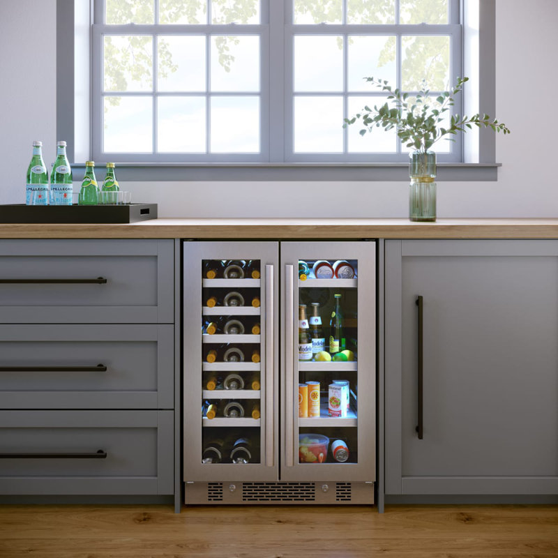 Stainless Steel Dual Zone 21-Bottle 64-Can Beverage Center
