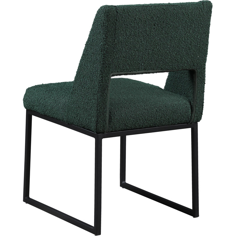 18.2'' H Upholstered Side Chair, Green Boucle Fabric
