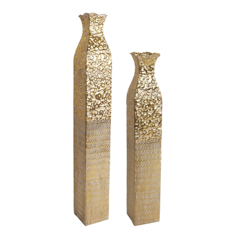 Amrith Tall Vases, Weathered Set of Rustic Floor Vases, 42" 35" Large Pots