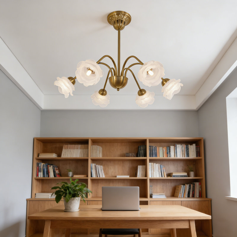 6-Light 29.5" Modern Linear Sputnik Chandelier