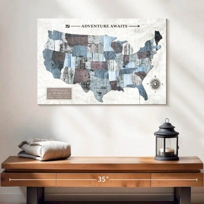 Adventure Awaits I Push Pin USA Amrico
