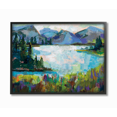 " Abstract Mountains And Lake Pine Landscape Painting " by Danhui Nai
