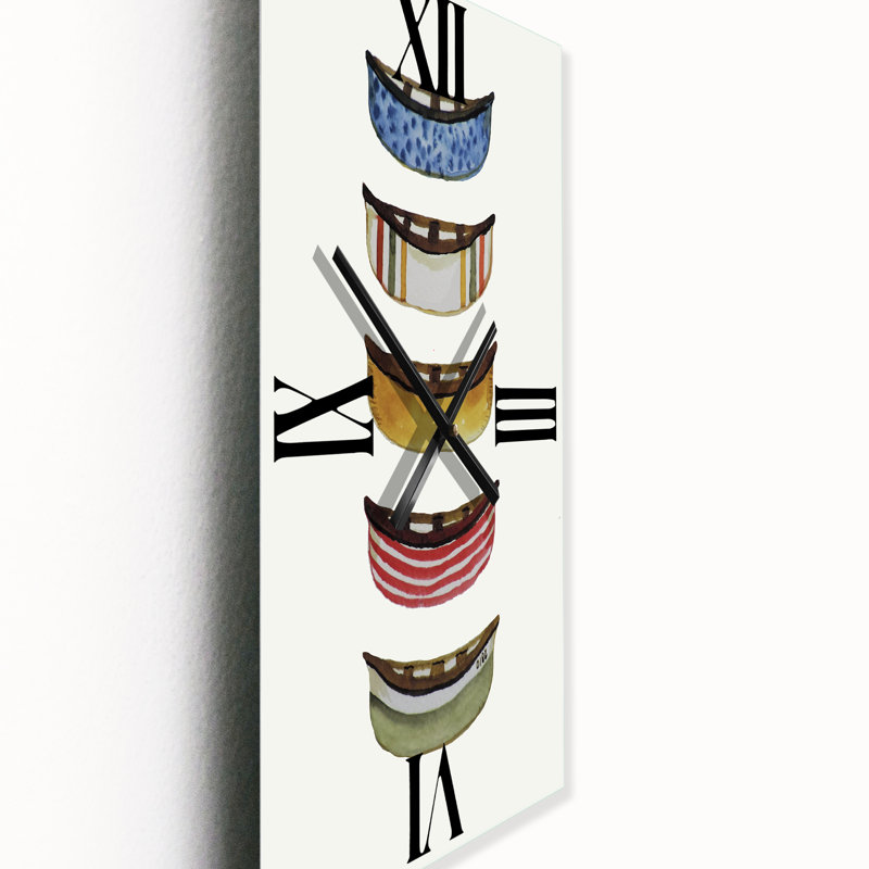 Cinq canots - Grande horloge murale Lake House, Petit