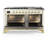 Majestic III Series 60 Inch Dual Fuel Range with 7 Sealed Burners, Griddle, in Antique White (Natural Gas, Brass Trim)-124828811-124828813-124828801