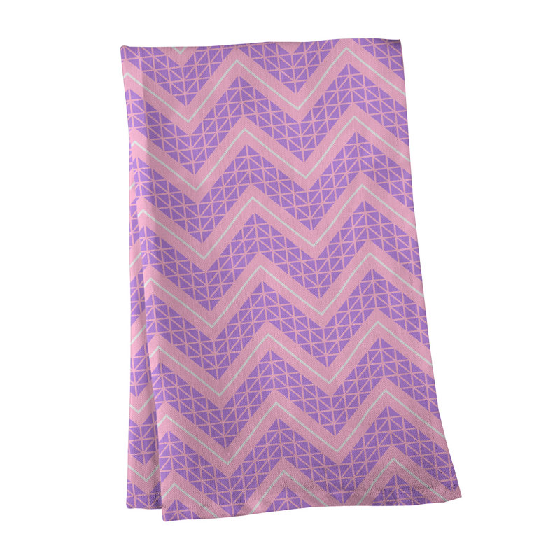 Stephenie Tea Towel Kitchen Towel, Purple/Light Pink/White, Cotton Twill