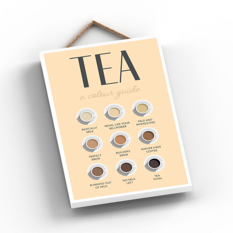 Tea Humorous Colour Guide Wooden Plaque 18.5cm x 12cm