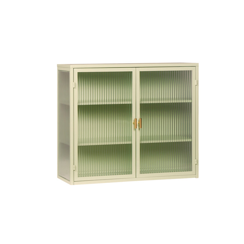 Armoire murale moderne 27,56 po à deux portes avec rangement à trois niveaux, vert menthe