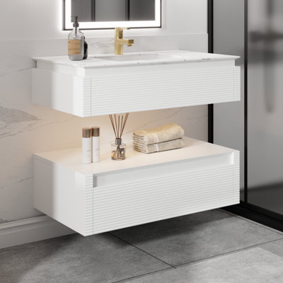 Jeniqua 36'' Single Bathroom Vanity with Engineered Marble Top