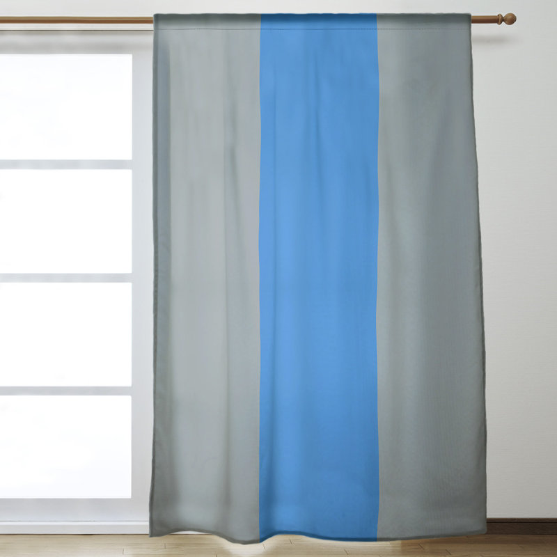 Panneau de rideau simple occultant avec passe-tringle footing stripes San Francisco, Gray/Blue