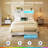 Bed with Headboard and Power Outlets, Upholstered bed with 4 Drawers and RGB LED Lights-1982295131-1982295134