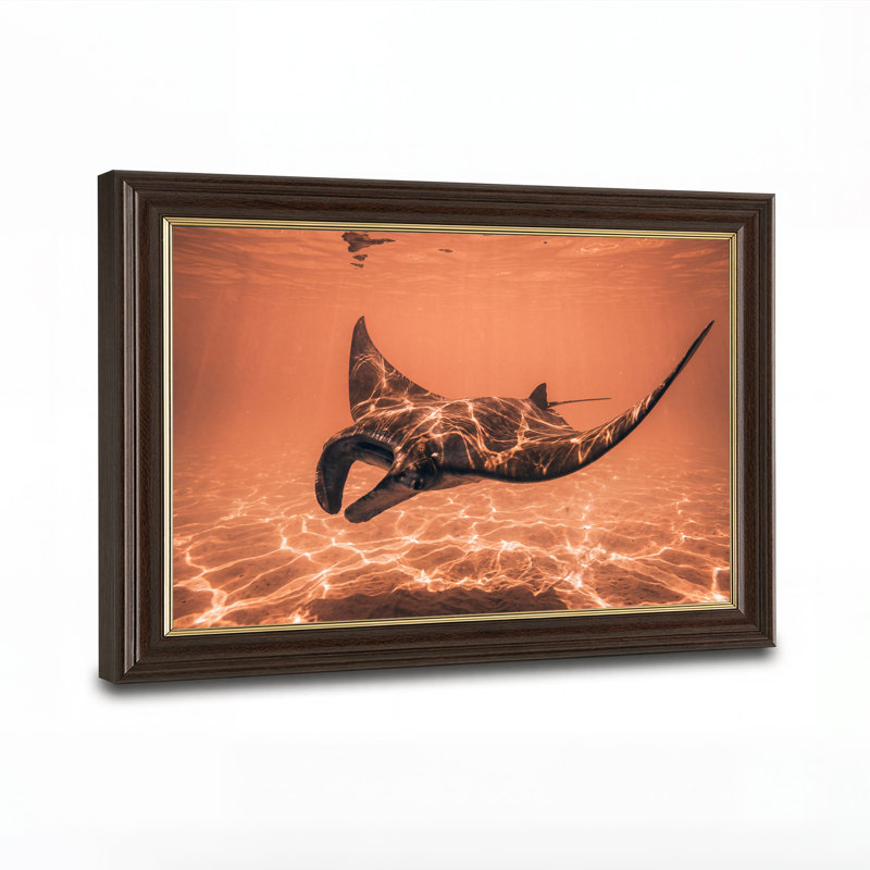 Toile orange sur fond océanique, 16"H x 24"W