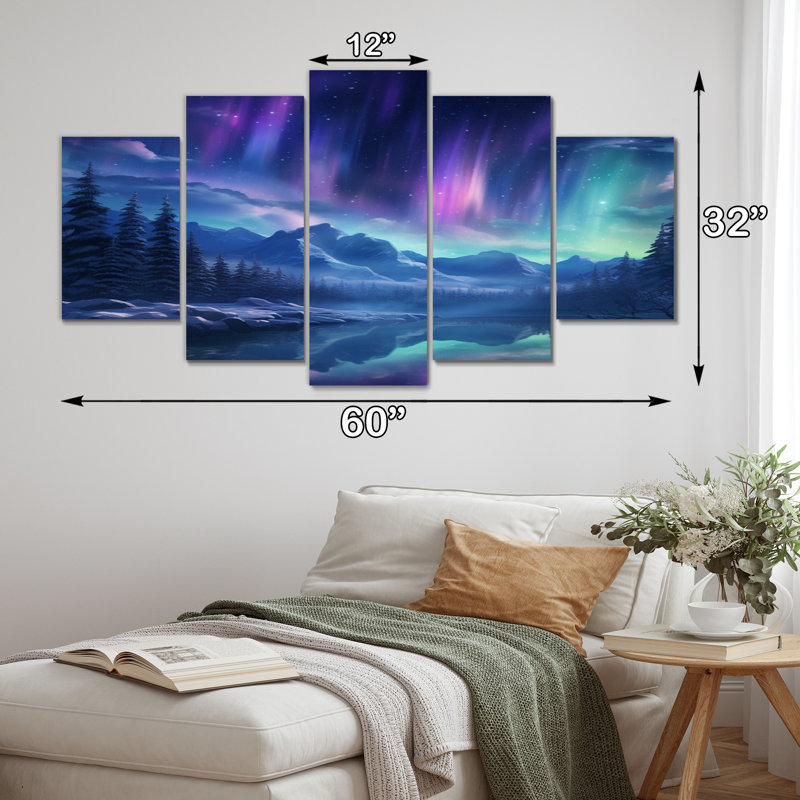 Chalfant - Art mural sur toile Aurora Borealis - 5 panneaux