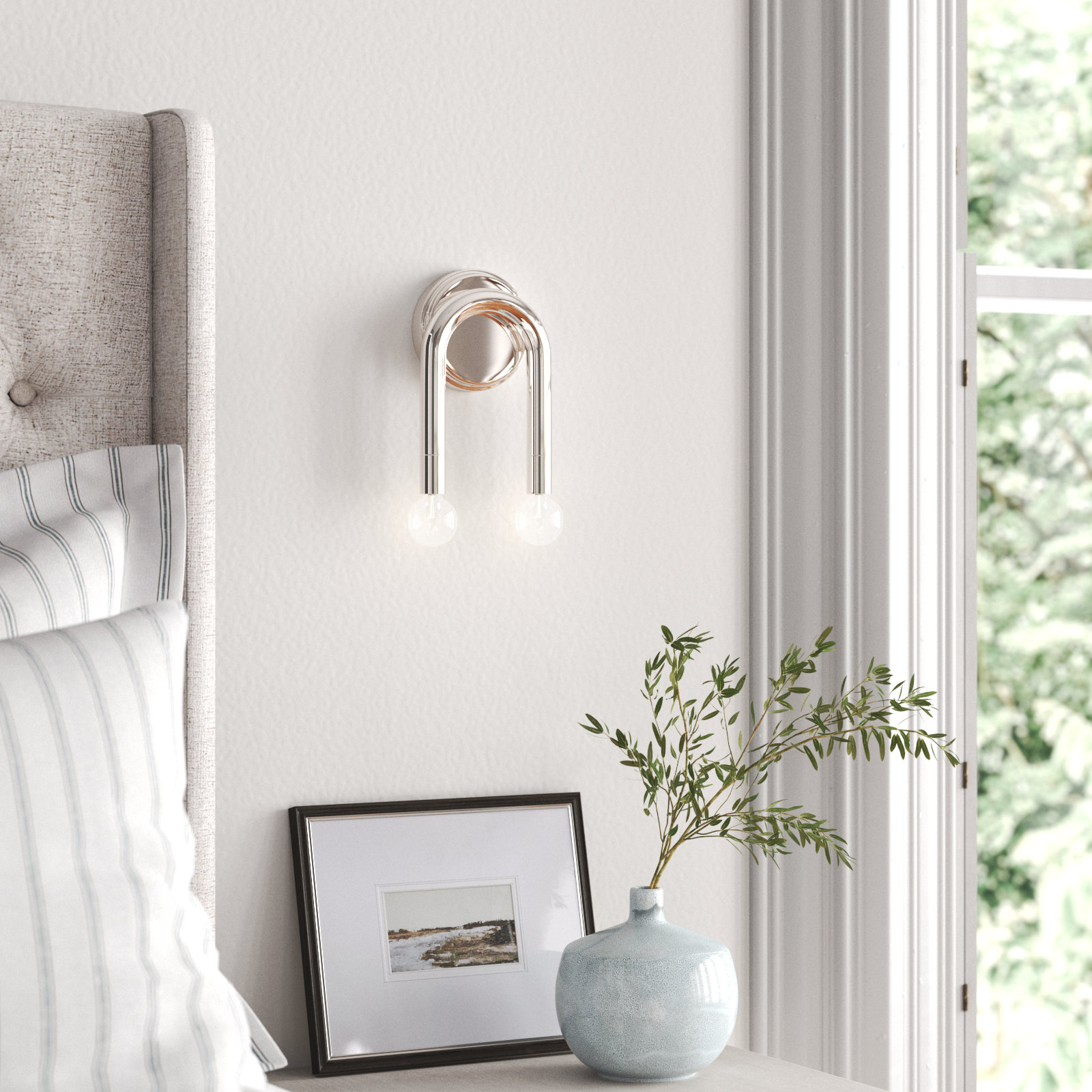 Yula 2 Light Dimmable Wall Sconces, Polished Nickel