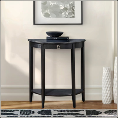Half Moon Console Table With Open Compartment And Bottom Shelf, Perfect For Entryways And Living Rooms