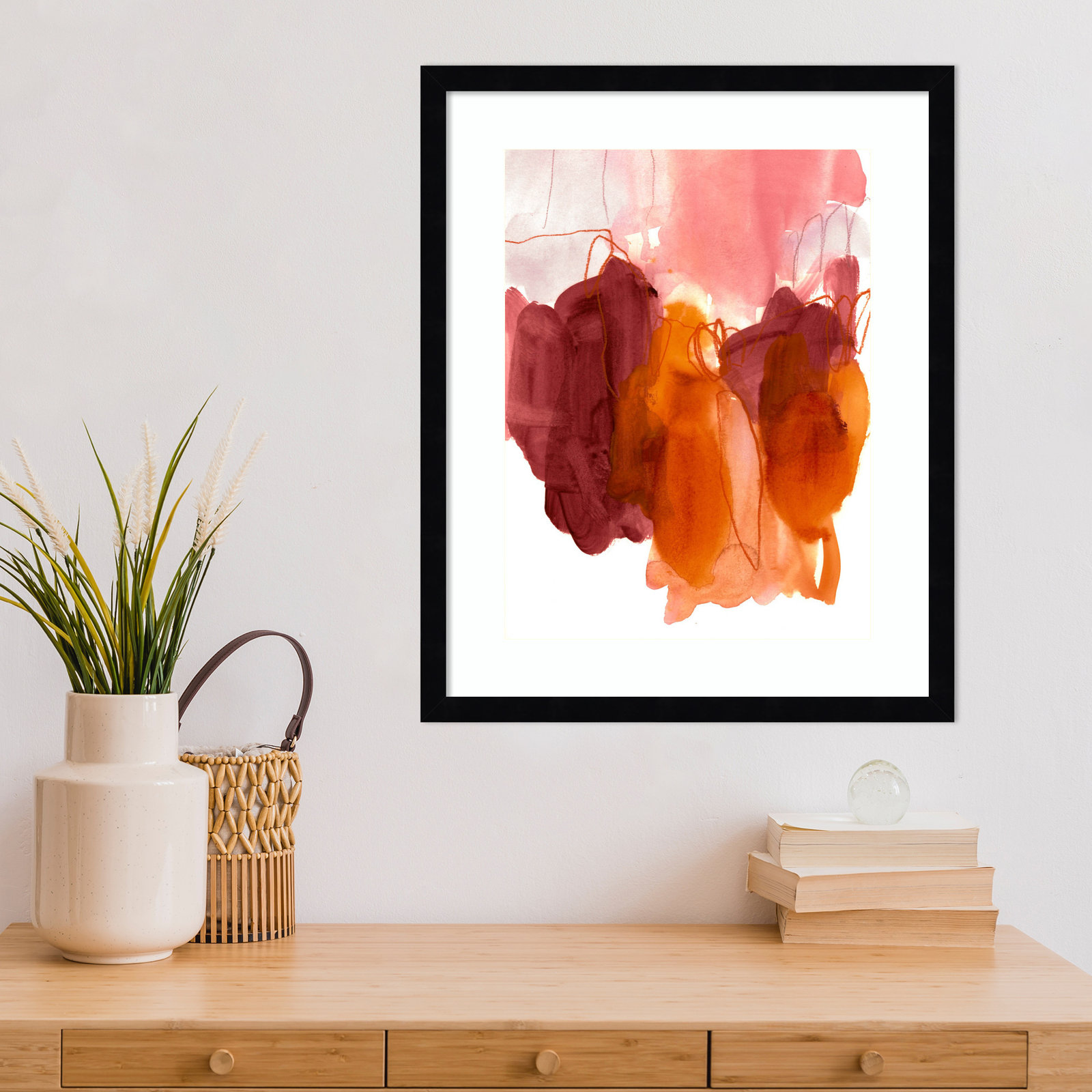 Orelia "Abstract Painting X" Print, Black, 21" H x 17" W