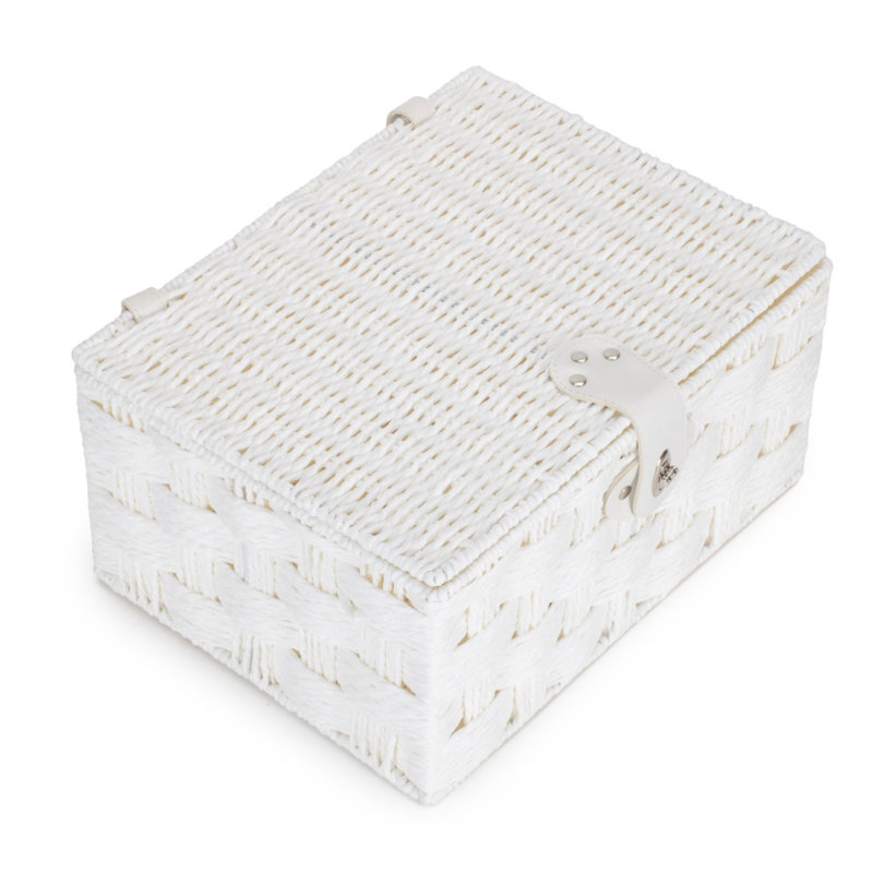 Twisted White Paper Rope Storage Basket, 15 cm H x 30 cm W x 22 cm D