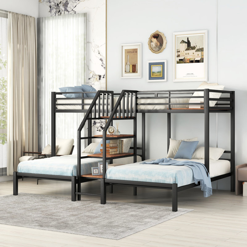 Metal  &  Bunk Bed, Black