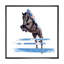 «Jockey» sautant sur un cheval noir - œuvre d'art sur toile-384389235-384389241