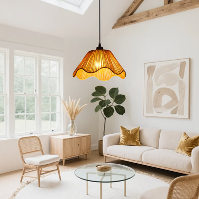 1-Light Pendant Light Flower Hemp Rope