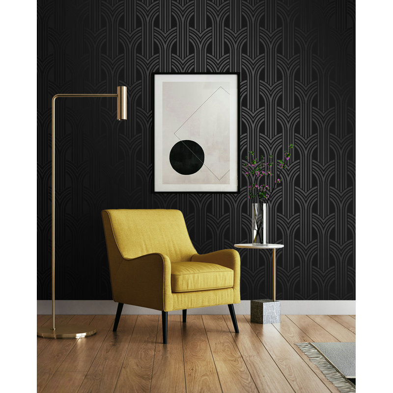 Papier peint adhésif Mercer41 Onyx, Noir