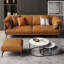 Causeuse coussin orange en cuir véritable-539752448-539752453