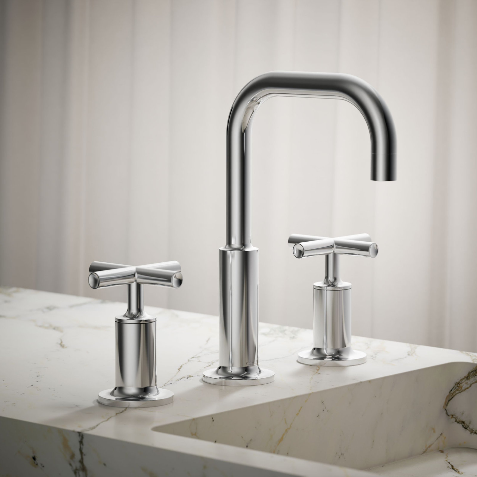Purist High-Arc Cross-Handle Widespread Faucet, Polished Chrome
