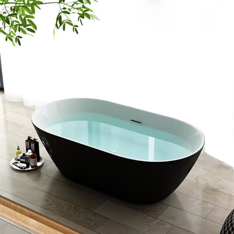 63'' x 29.5'' Soaking Acrylic Bathtub, Black