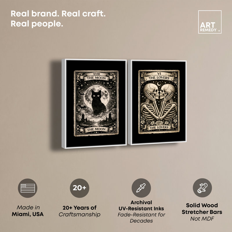 Les amoureux du tarot Duo, H 25 po x l 17 po, Cadre blanc