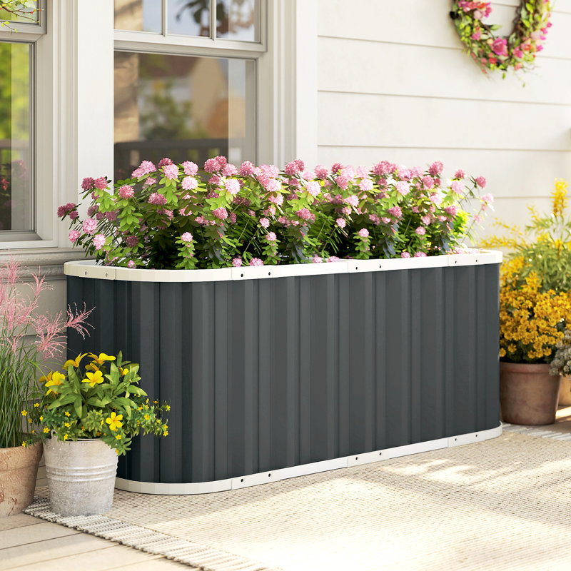 Bac à fleurs Deep Rot, jardin d'extérieur avec gants, gris foncé, 24" H x 53.5" W x 20.9" D, Gris