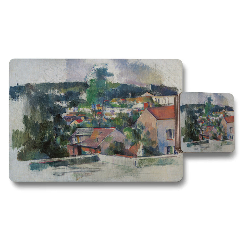 Impressionist Town Landscape Placemat and Coaster Set