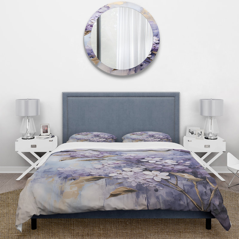 Ensemble de housse de couette floral mauve et mauve pastel lilas mauve et doré
