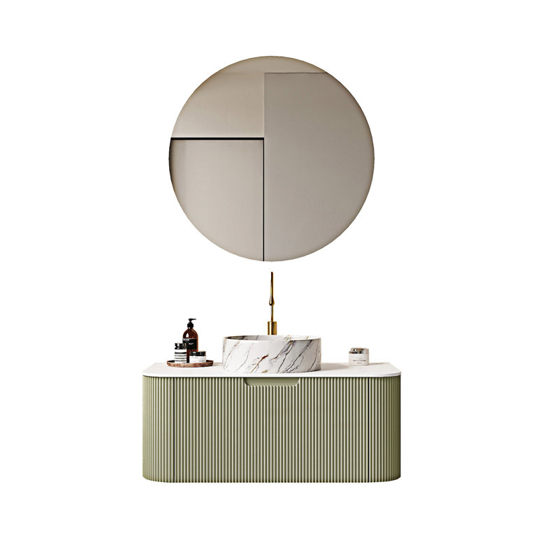 Wall-Mounted Floating Bathroom Vanity With Sink, Light Green, 36"