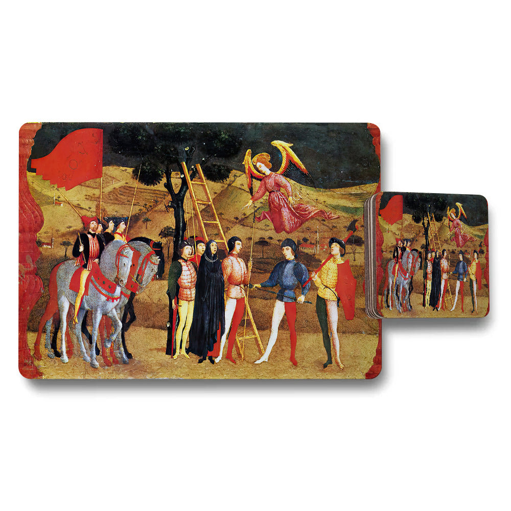 Medieval Knights and Angels Scene Placemat Coaster Set