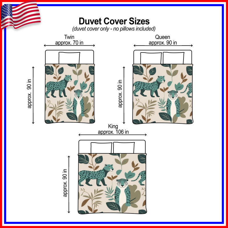 Leopard Leaf Pattern Duvet Covers, Queen