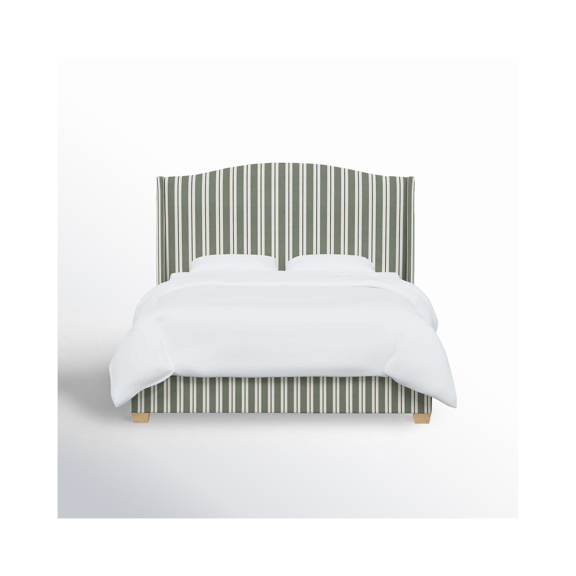 Hagerman Upholstered Wingback Bed, Anderson Stripe Green, Queen