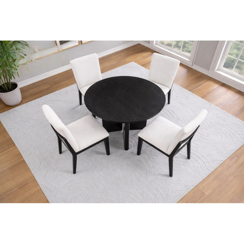 Table de salle à manger ronde en bois naturel, table de salle à manger contemporaine, noire