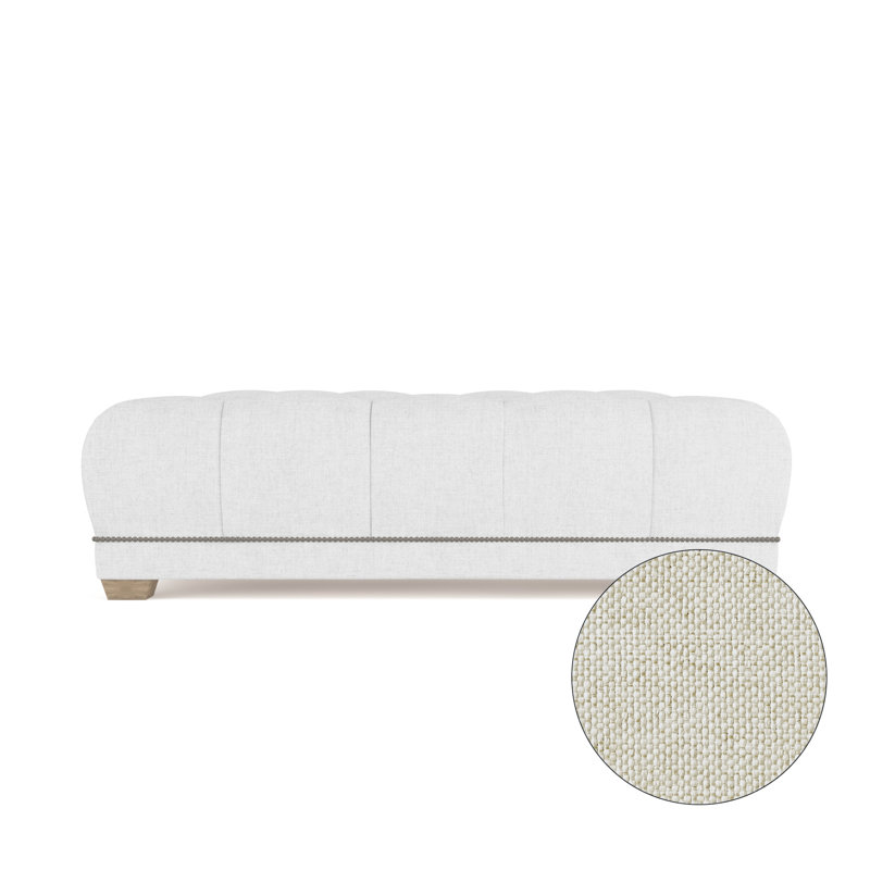 Hudson Ottoman, Plush Velvet Oyster, Weathered