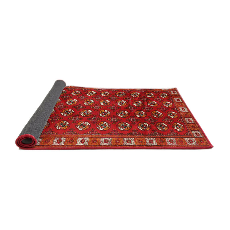 Tapis traditionnel rouge / orange / beige, Rond 5 pi