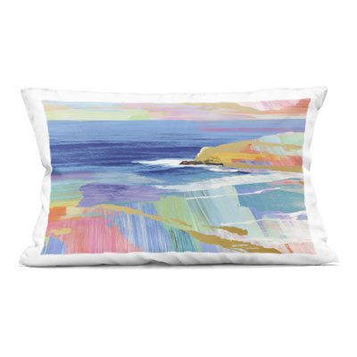Hawaii Coastline Abstraction Decorative Printed Throw Pillow, design by Chromatic Storm Studio