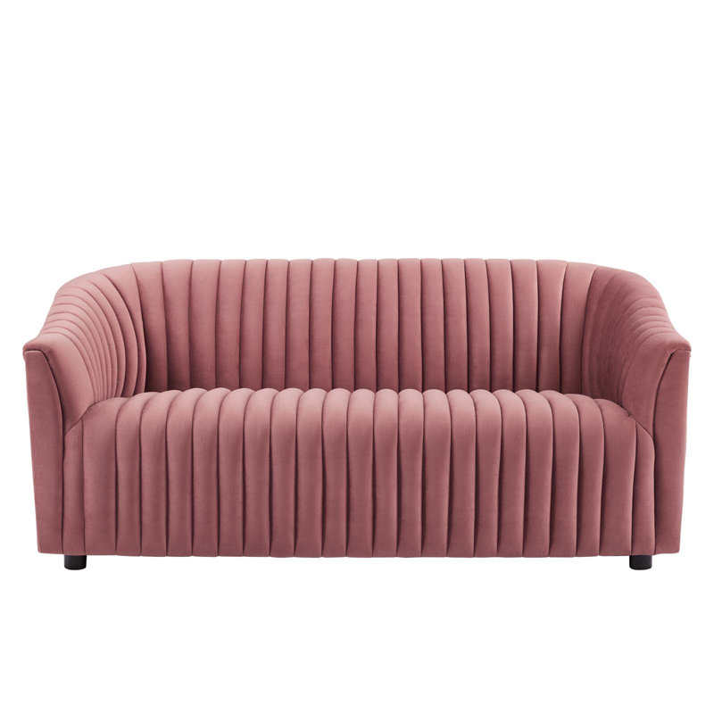 Announce Performance Velvet Channel Tufted Loveseat, Peach
