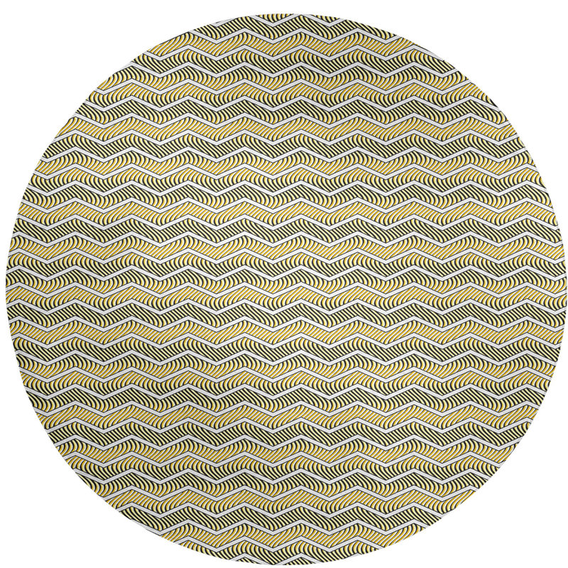 Chenille Chevron Indoor Rug, Round 5'