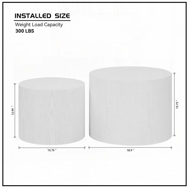 Ensemble de tables basses rondes, Bois blanc